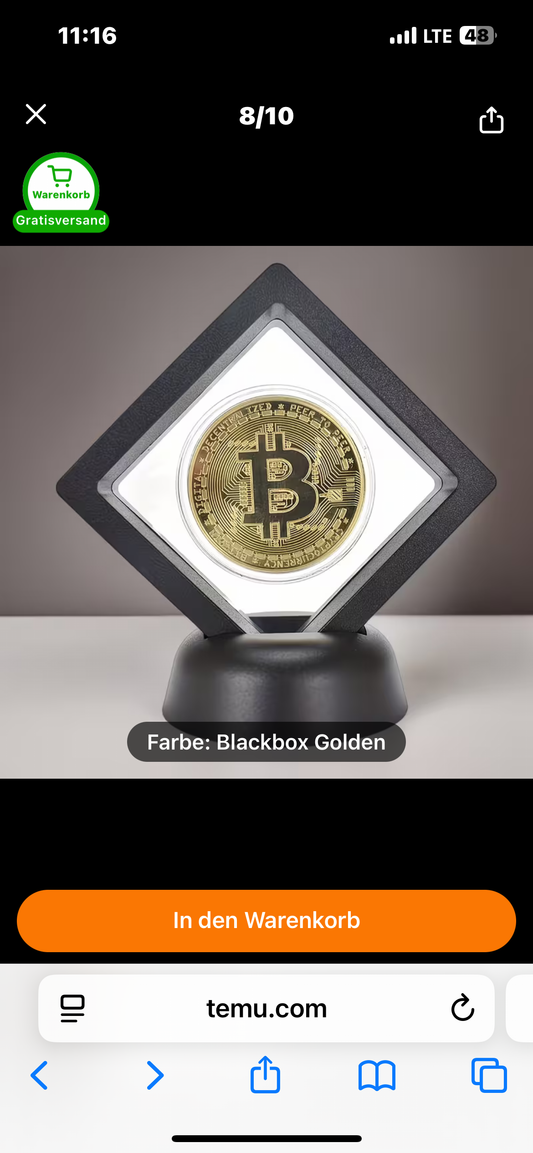 Sammler-Kryptowährungsmünze mit Displayständer Gold und Silber